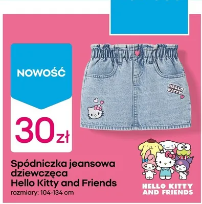 Spódniczka jeansowa dziewczęca Hello Kitty and Friends promocja w Pepco