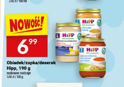 Deserek Hipp przysmak na dobranoc kasza manna z mlekiem i bananami promocja w Twój Market