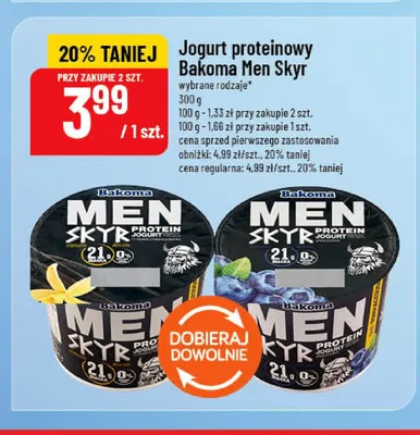 Jogurt proteinowy Bakoma Men Skyr waniliowy promocja w POLOmarket