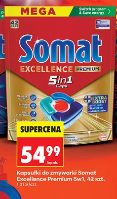 Kapsułki do zmywarki Somat Excellence Premium 5w1 promocja w Biedronka