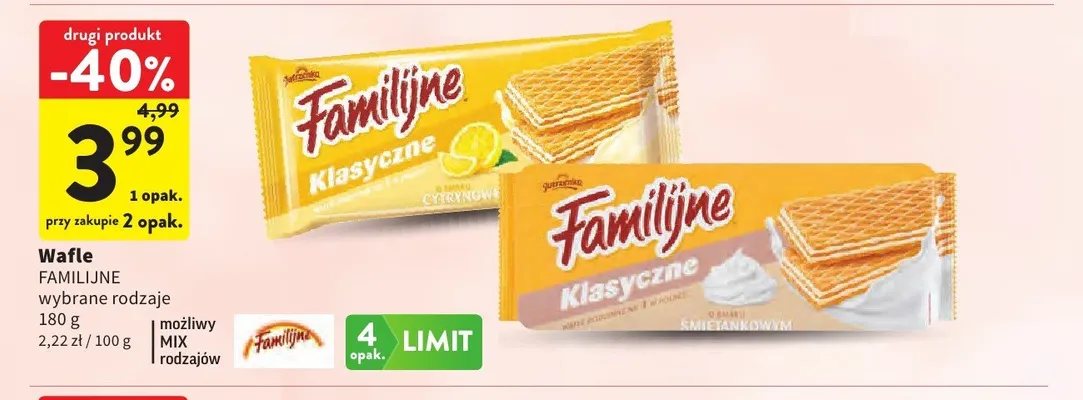 Wafle Familijne Klasyczne o smaku cytrynowym promocja w Intermarche