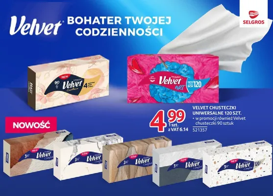 Chusteczki uniwersalne Velvet 120 szt. promocja w Selgros