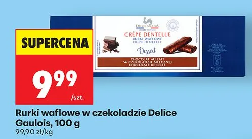 Rurki waflowe w czekoladzie Delice Gaulois promocja w Biedronka
