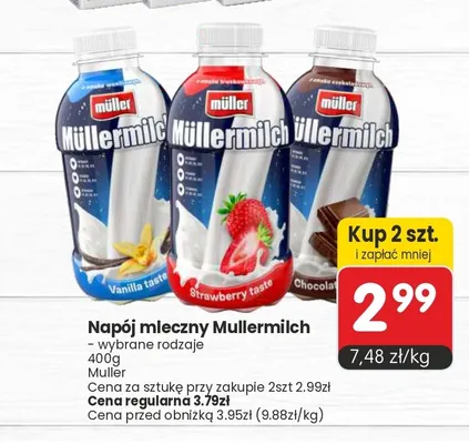 Napój mleczny Müllermilch Strawberry taste promocja w Market Point