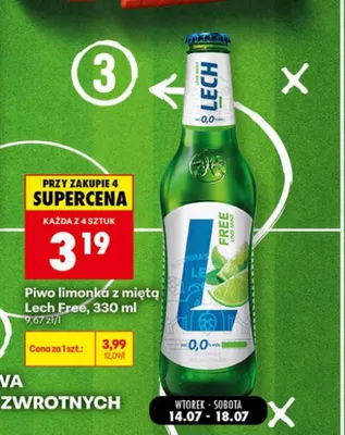 Piwo bezalkoholowe Lech Free limonka z miętą promocja w Biedronka