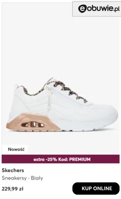 Sneakersy białe Skechers promocja w eobuwie.pl
