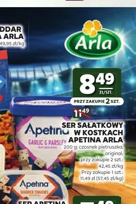 Ser sałatkowy w kostkach Apetina Arla z czosnkiem i oliwkami promocja w Stokrotka