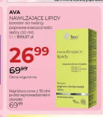 Booster do twarzy poprawa elastyczności skóry Ava Nawilżające Lipidy promocja w Drogerie Jawa