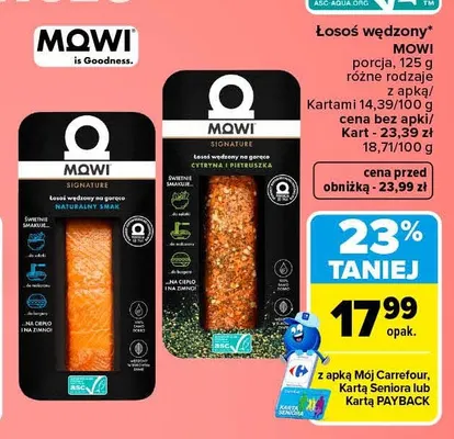 Łosoś wędzony na gorąco cytryna i pietruszka Mowi promocja w Carrefour Market