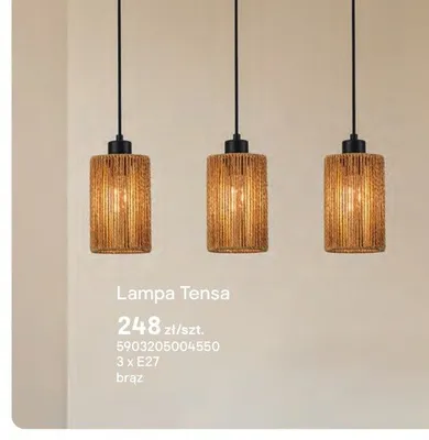Lampa Tensa 3 x E27 brąz promocja w Castorama