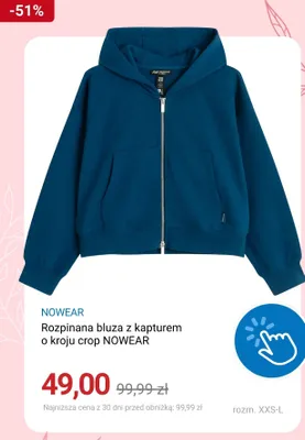 Rozpinana bluza z kapturem o kroju crop NOWEAR promocja w Smyk