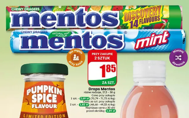 Drops Mentos Mint promocja w Dino