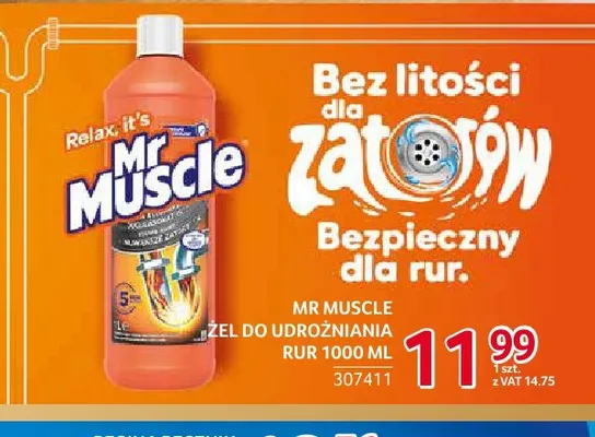 Żel do udrożniania rur Mr Muscle promocja w Selgros