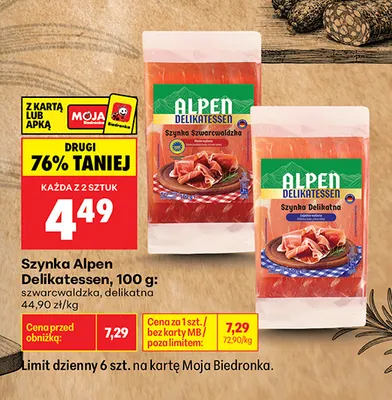 Szynka szwarcwaldzka Alpen Delikatessen promocja w Biedronka