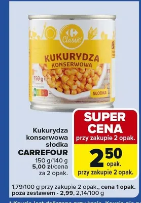 Kukurydza konserwowa słodka promocja w Carrefour Express