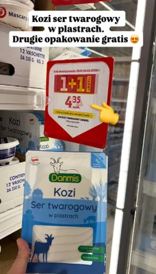 Ser kozi twarogowy w plastrach Danmis promocja w Auchan