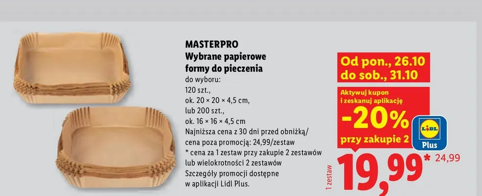 Papierowe formy do pieczenia Masterpro promocja w Lidl