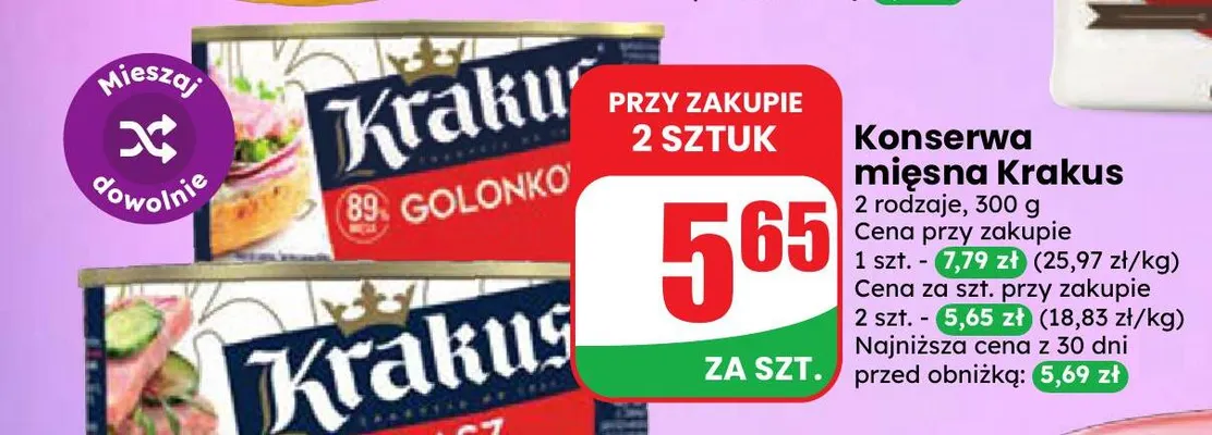 Konserwa mięsna Krakus golonko promocja w Dino