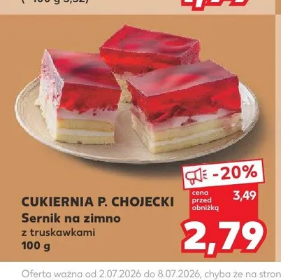 Sernik na zimno z truskawkami Cukiernia P. Chojecki promocja w Kaufland