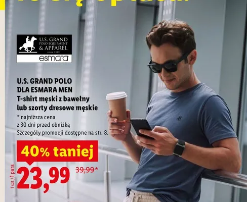 Szorty dresowe męskie U.S. Grand Polo promocja w Lidl