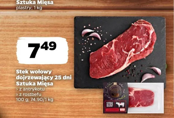 Stek wołowy dojrzewający 25 dni Sztuka Mięsa promocja w Netto