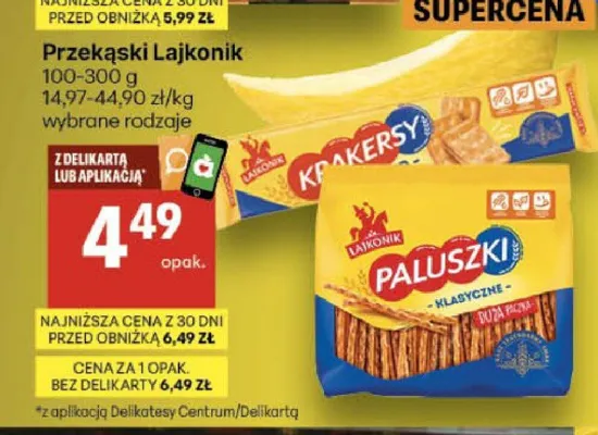 Krakersy Lajkonik promocja w Delikatesy Centrum