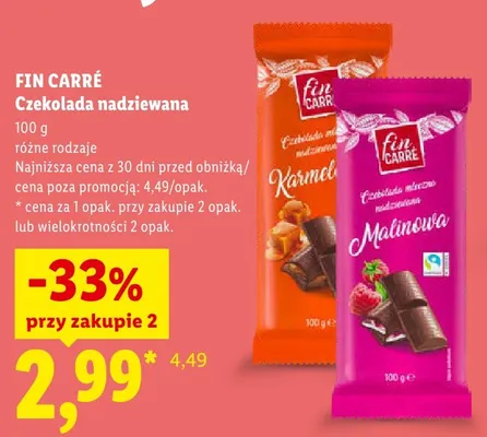 Czekolada nadziewana karmelowa Fin Carré promocja w Lidl