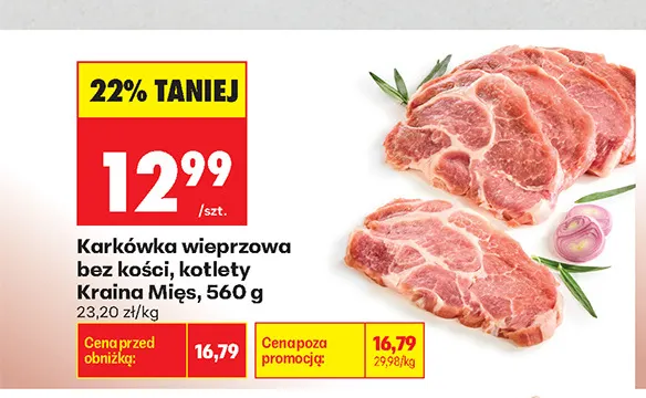 Karkówka wieprzowa bez kości kotlety Kraina Mięs promocja w Biedronka