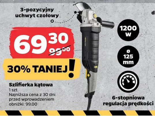 Szlifierka kątowa 1200W ø 125mm 6-stopniowa regulacja prędkości promocja w Netto