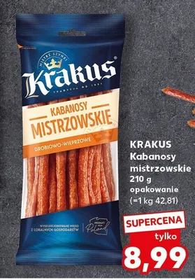 Kabanosy mistrzowskie drobiowo-wieprzowe Krakus promocja w Kaufland