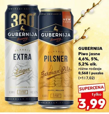 Piwo jasne Extra Lager 4,6% alk. promocja w Kaufland