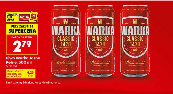 Piwo Warka promocja w Biedronka