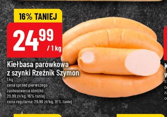 Kiełbasa parówkowa z szynki Rzeźnik Szymon promocja w POLOmarket