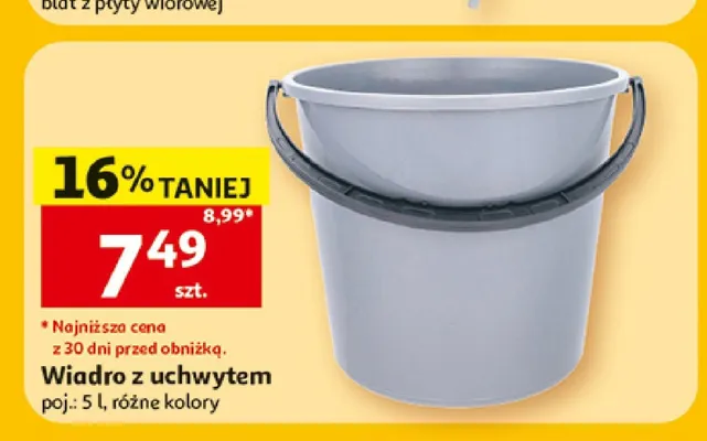 Wiadro z uchwytem 5 l promocja w Auchan