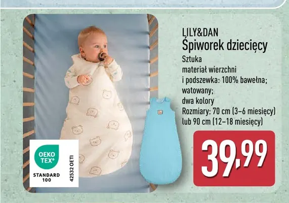 Śpiworek dziecięcy 90 cm LILY & DAN promocja w Aldi