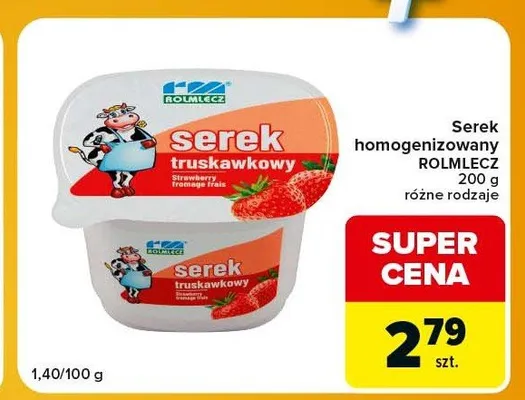 Serek homogenizowany Rolmlecz truskawkowy promocja w Carrefour Express