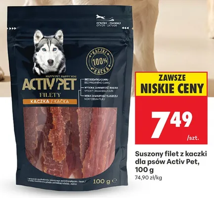 Suszony filet z kaczki dla psów Activ Pet promocja w Biedronka