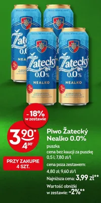 Piwo bezalkoholowe Žatecký Nealko 0.0% promocja w Żabka