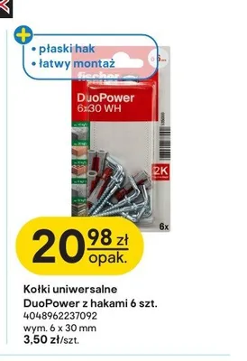 Kołki uniwersalne DuoPower z hakami Fischer 6x30 mm 6-pak promocja w Castorama