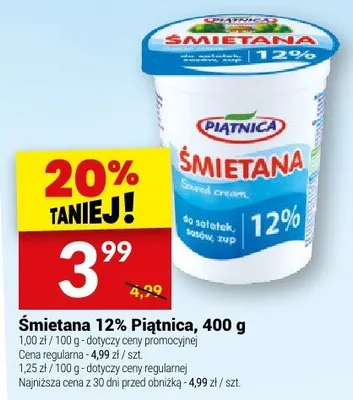 Śmietana 12% Piątnica promocja w Twój Market