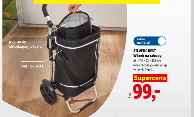 Wózek na zakupy SILVERCREST ok. 47,5x93x37,5cm promocja w Lidl