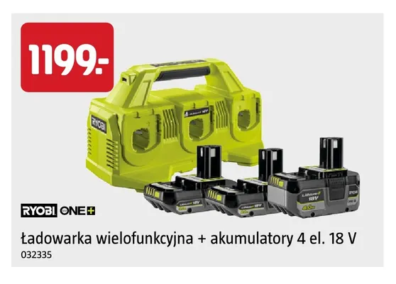 Ładowarka wielofunkcyjna + akumulatory 4 el. Ryobi promocja w Jula