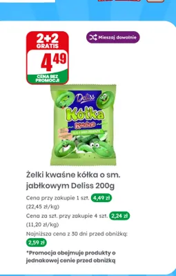 Żelki kwaśne kółka o smaku jabłkowym promocja w Dino