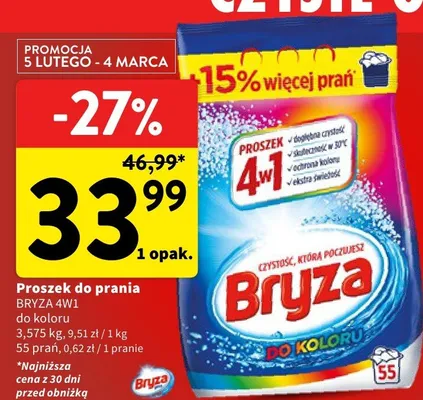 Proszek do prania BRYZA 4W1 do koloru promocja w Intermarche