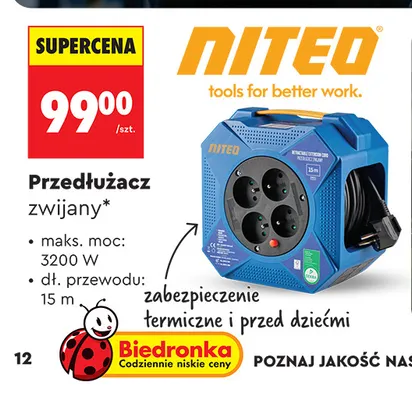 Przedłużacz zwijany Niteo promocja w Biedronka