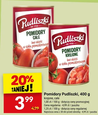 Pomidory krojone Pudliszki promocja w Twój Market