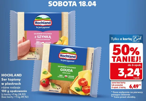 Ser topiony w plastrach różne rodzaje z szynką promocja w Kaufland