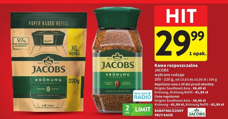Kawa rozpuszczalna Jacobs Krönung promocja w Intermarche