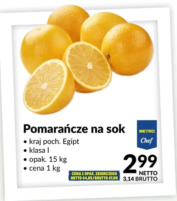 Pomarańcze na sok promocja w Makro