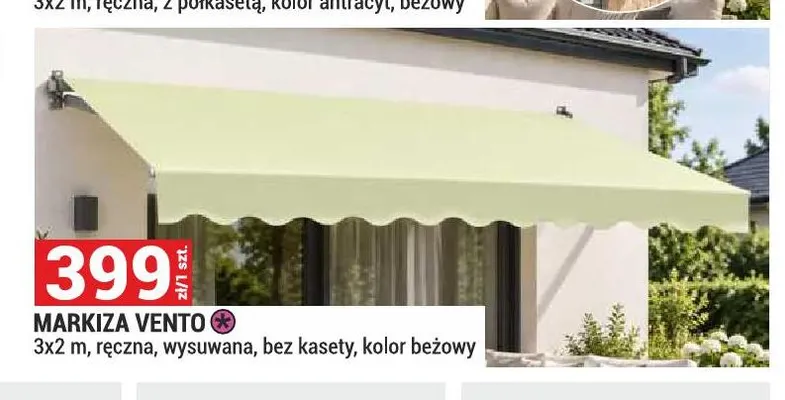 Markiza Vento 3x2 m ręczna wysuwana bez kasety promocja w Merkury Market